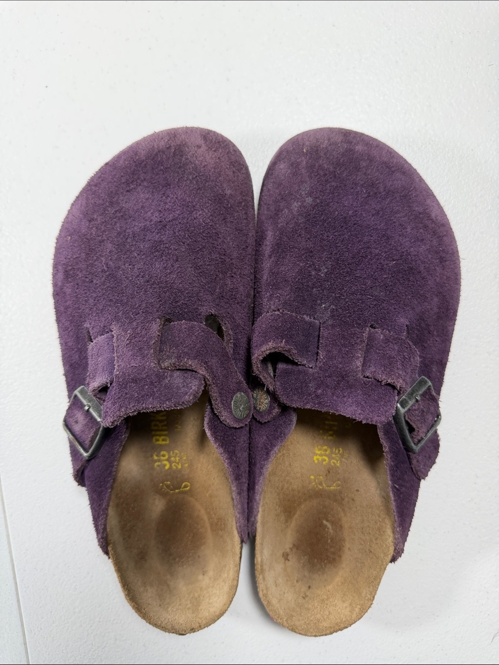 Birkenstock Boston Purple Suede Buckle Soft Bed Clog size EU 38 US 7.5-8